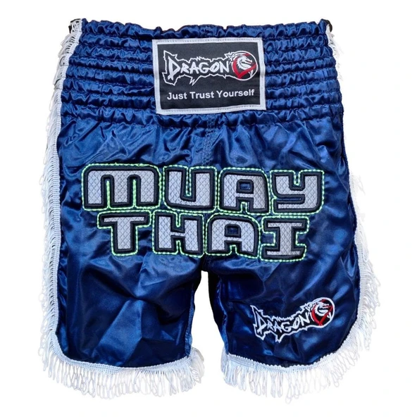 DragonDo MT3020 Apache Muaythai Şortu Lacivert Püsküllü Nakışlı Muay Thai Şortu ürün görseli 1
