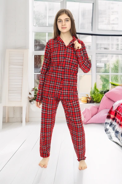 Kız Çocuk Ekose Pijama Takımı 12164 ürün görseli 1