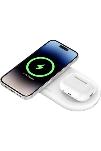 Belkin BoostCharge Pro 2'si 1 Uyumlu arada MageSafe Kablosuz Şarj İstasyonu WIZ021vfWH ürün görseli 1