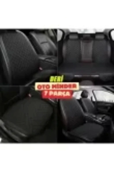 Tiggo8 Pro Max. Koltuk Deri Minderi 7 Parça Ön Ve Arka Oturak Sırt Dayama Minder siyah-siyah ürün görseli 1