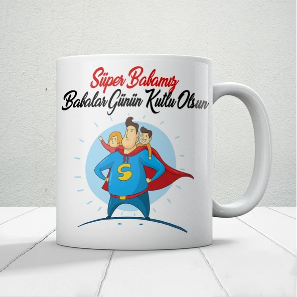 Süper Babamız Baskılı Babalar Günü Kupa Bardak Kahve Kupa Bardak-2 ürün görseli 1