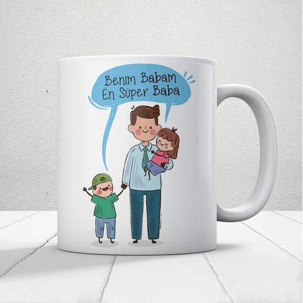 Benim Babam En Süper Baba Babalar Günü Kupa Bardak Baskılı Kahve Kupa Bardak ürün görseli 1