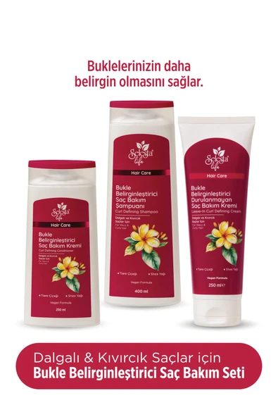 SELESTA LİFE Tiare Çiceği ve Shea Yağı Özlü 3'lü Bukle Belirginleştirici Saç Bakım Seti Kıvırcık Saçlar ürün görseli 1
