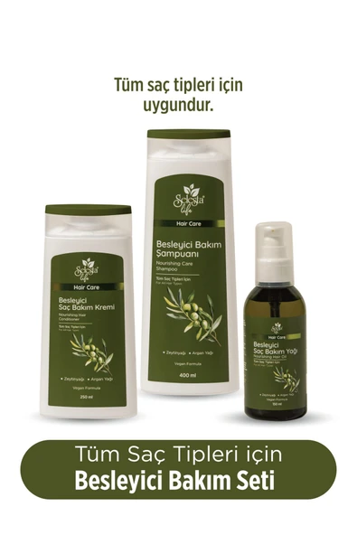 SELESTA LİFE Zeytinyağı ve Argan Yağı Özlü 3'lü Besleyici Saç Bakım Seti - Tüm Saç Tipleri İçin Bakım Seti ürün görseli 1
