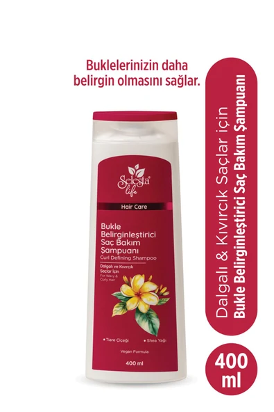 SELESTA LİFE Tiare Çiceği ve Shea Yağı Özlü Bukle Belirginleştirici Şampuan Dalgalı ve Kıvırcık Saçlar 400 ml ürün görseli 1