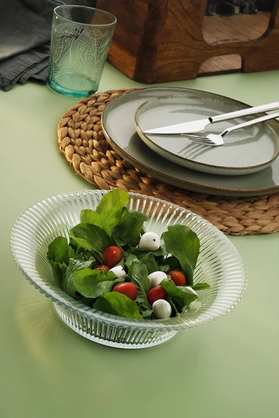 Fecra Lucetta Derin Büyük Boy Cam Salata Kasesi 24 Cm ürün görseli 1