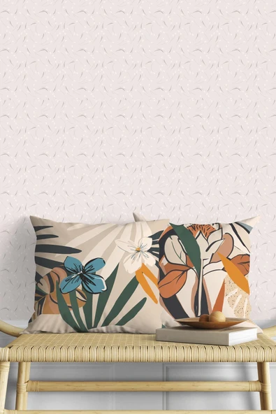Fecra Hibisküs Desenli Kırlent Kılıfı 43x43 2'li ürün görseli 1