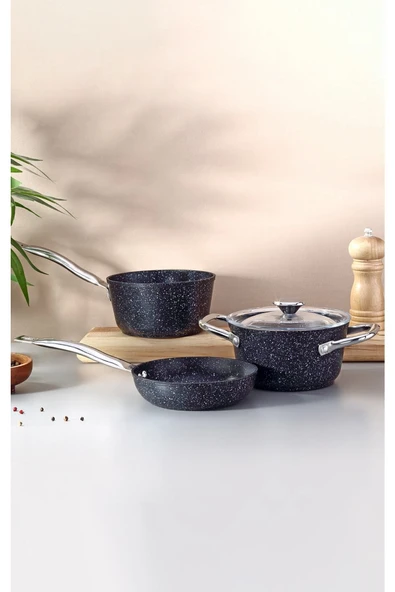 Fecra Starry 4 Parça Mini Granit Tencere Seti Metal Kulplu ürün görseli 1