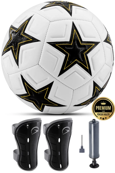 3lü Set Futbol Topu Tekmelik Şampiyonlar Ligi Pompalı Sert Zemin Halı Saha Futbol Topu New Black No5 ürün görseli 1