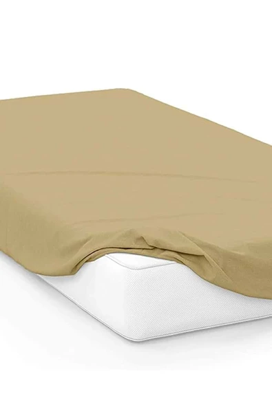 Altın Karma Jersey Penye Pamuklu 100x200 Cm Tek Kişilik Lastikli Çarşaf Açık Kahve ürün görseli 1