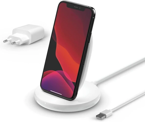 Belkin Boost Charge Kablosuz Şarj Standı 15W (Qi Sertifikalı Hızlı Kablosuz Şarj Cihazı) - Beyaz Teşhir ürün görseli 1