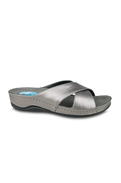 Ceyo 9946-1 Topuk Jelli Anatomik Taban Kadın Terlik Platin 36-40 ürün görseli 1