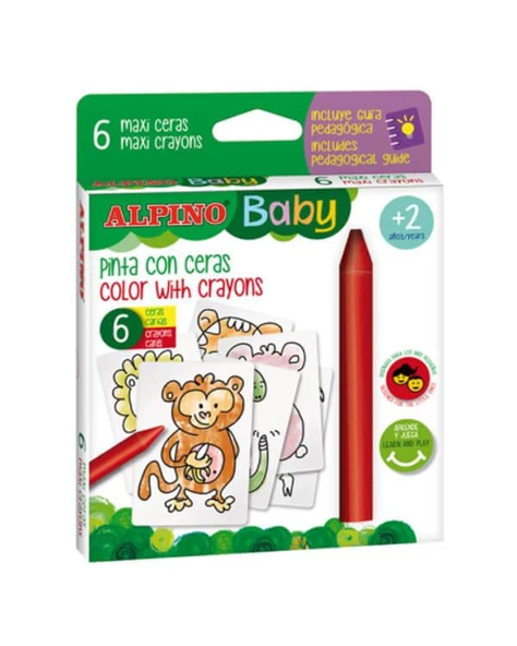 Alpino Baby 6lı Boyama Kartlı Mum Boya Seti ürün görseli 1