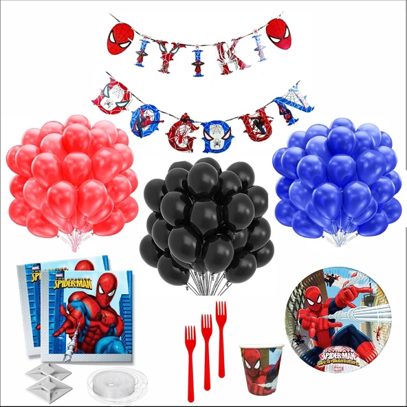 ÖRÜMCEK ADAM 16 KİŞİLİK DOĞUM GÜNÜ SETİ ürün görseli 1