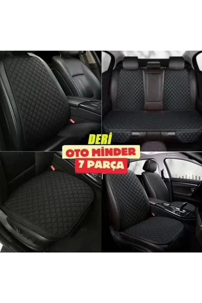 Opel Omega Koltuk Deri Minderi 7 Parça Ön Ve Arka Oturak Sırt Dayama Minder siyah-siyah ürün görseli 1