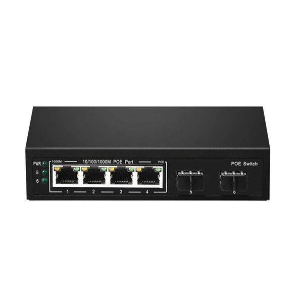 ODS 4port +2 UPLINK 60w FULL PoE 08ODS-4P2S 10/100/1000 2X SFP Yönetilemez Switch ürün görseli 1
