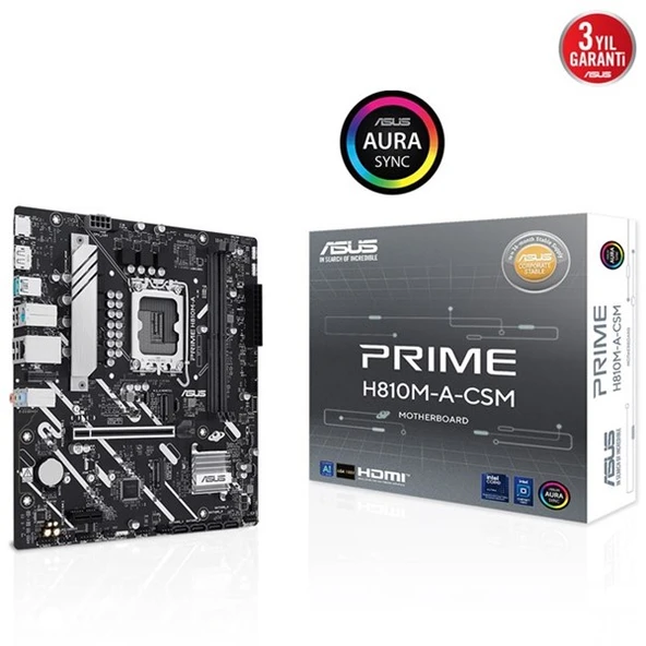ASUS PRIME H810M-A-CSM DDR5 HDMI-DP PCIE 4.0 1851P MATX KURUMSAL ANAKART ürün görseli 1