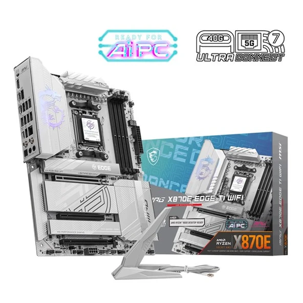MSI MPG X870e EDGE TI WIFI7 DDR5 RGB HDMI-DP USBC PCIE 5.0 AM5 ATX ürün görseli 1
