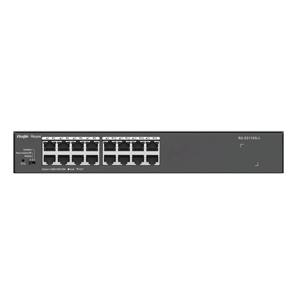 RUIJIE 16port REYEE RG-ES116G-L GIGABIT Yönetilemez Switch Çelik Kasa ürün görseli 1