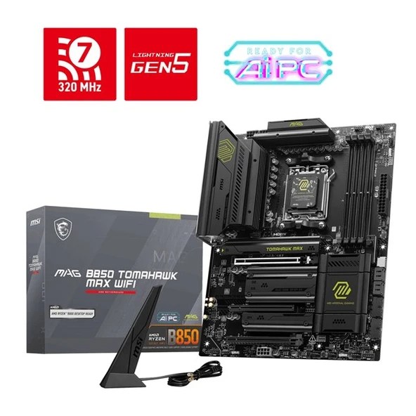 MSI MAG B850 TOMAHAWK MAX WIFI7 DDR5 HDMI-DP PCIE 5.0 AM5 ATX ürün görseli 1