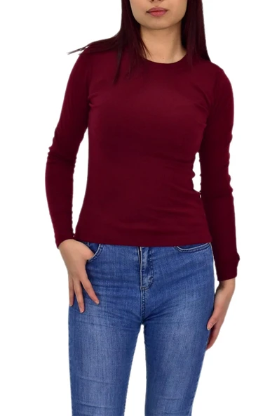 Kadın Düz Renk Vücuda Oturan Uzun Kollu Sweatshirt BGL-ST04209 ürün görseli 1