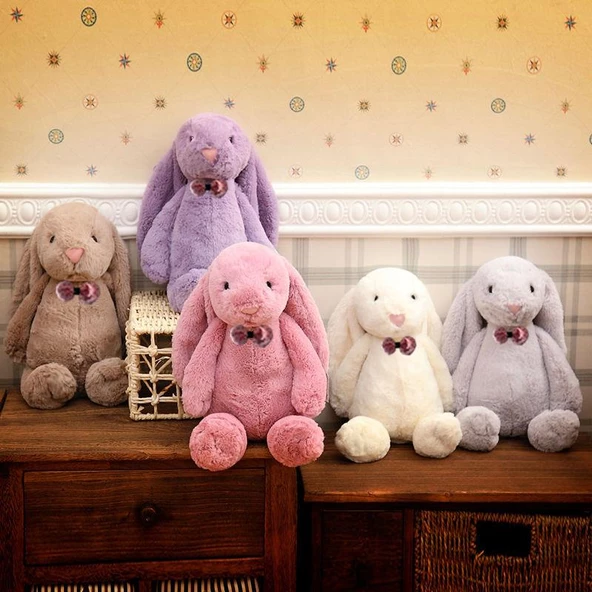 Uyku Arkadaşım PAPYONLU Uzun Kulak Bunny Peluş Tavşan 65 cm ürün görseli 1