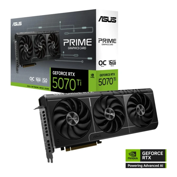 16 GB ASUS PRIME-RTX5070TI-O16G RTX 5070TI GDDR7 256bit OC 2xHDMI 3xDP DLSS4 EKR ürün görseli 1