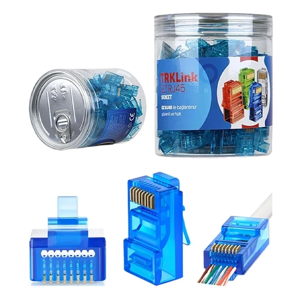 TRKLink EZ RJ45 KONNEKTÖR (MAVİ) 100 'lü PAKET YENİ NESİL ürün görseli 1
