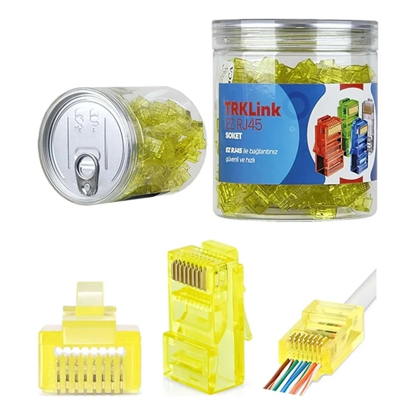 TRKLink EZ RJ45 KONNEKTÖR (SARI) 100 'lü PAKET YENİ NESİL ürün görseli 1