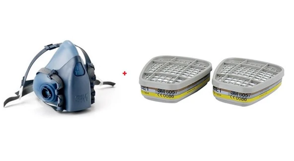 3M 7502 Yarım Yüz Maskesi (Orta Boy) + 3M 6057 Abe1 Filtre ürün görseli 1
