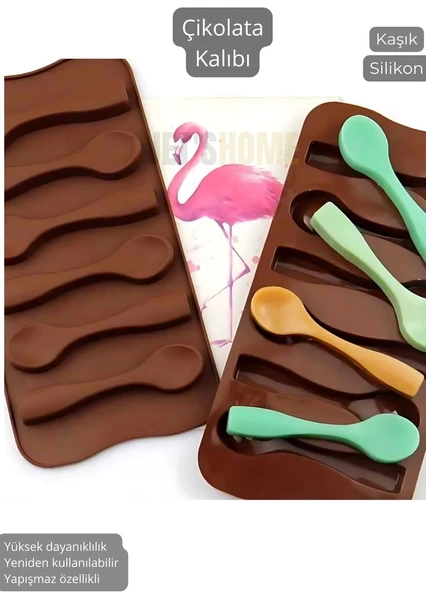 Kaşık Desen Çikolata Kalıbı BPA FREE Buz Kalıbı Silikon Tatlı Kalıbı Yapışmaz Kalıp ürün görseli 1