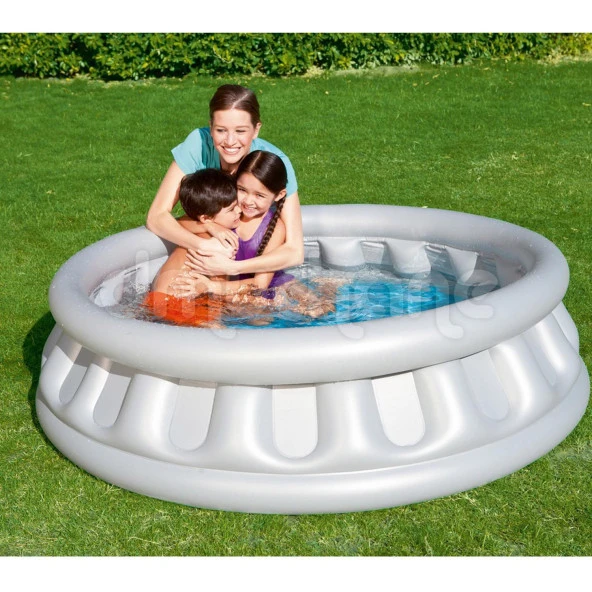 62002 Pompalı-Bestway 51080,Mega Gri Metalik Şişme Havuz-152x43cm ürün görseli 1