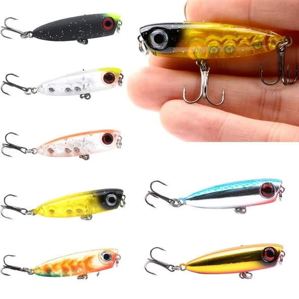 Valkyrie 7 Adet Zıpır Rapala Olta Yem Seti - 4.8cm - 3.8gr Bilyalı 3D Göz Karbon Çelik İğne 7 Farklı Renk ürün görseli 1