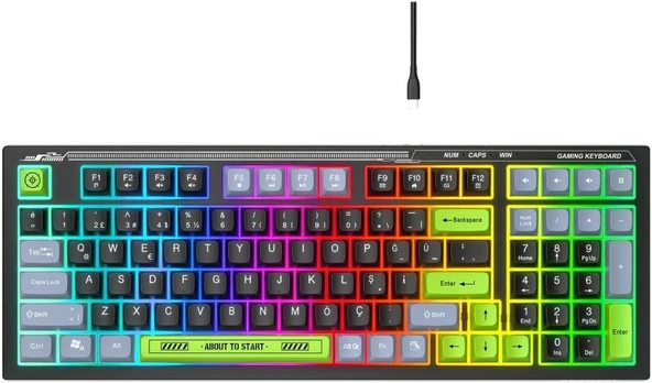 Everest Kb-98 Sılent Siyah/gri/yeşil Sessiz Rainbow Q Membrane Oyuncu Klavyesi ürün görseli 1