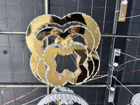 Kristal 3 katlı gold avize - Resim 2