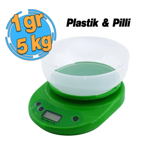 Dijital HassasTerazi Hazneli LCD Ekran Pilli Otomatik Kapanma 1 gr 5 kg Tartım Mutfak Tartısı Ölçüm ürün görseli 1