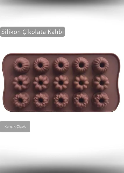 Karışık Çiçek Desen Çikolata Kalıbı BPA FREE Buz Kalıbı Silikon Tatlı Kalıbı Yapışmaz Kalıp ürün görseli 1