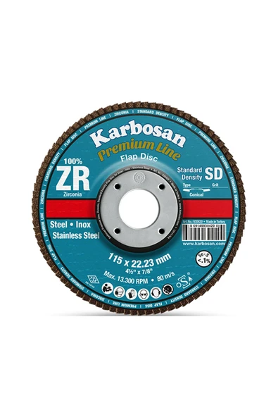 115x22.23 Zirkonyum (zr) Flap Disk 80 Kum (10 Adet) ürün görseli 1