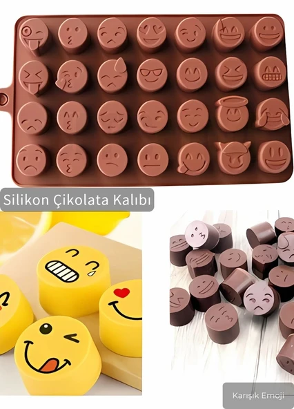 Karışık Emoji Çikolata Kalıbı BPA FREE Buz Kalıbı Silikon Tatlı Kalıbı Yapışmaz Kalıp ürün görseli 1