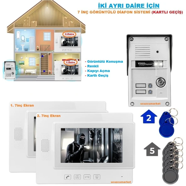 İki Ayrı Daire Için (7 Inç Görüntülü Diafon Sistemi) ürün görseli 1