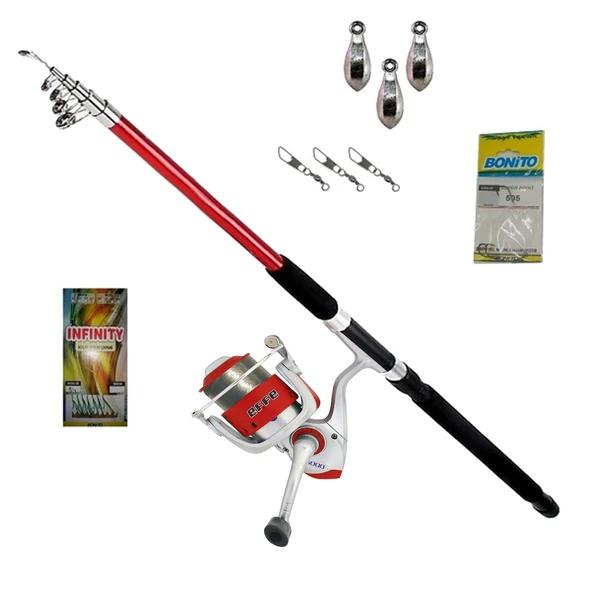 2.10m Bauer Pegasus 4000 Effe Delta Kayık Tekne Olta Seti - Resim 1