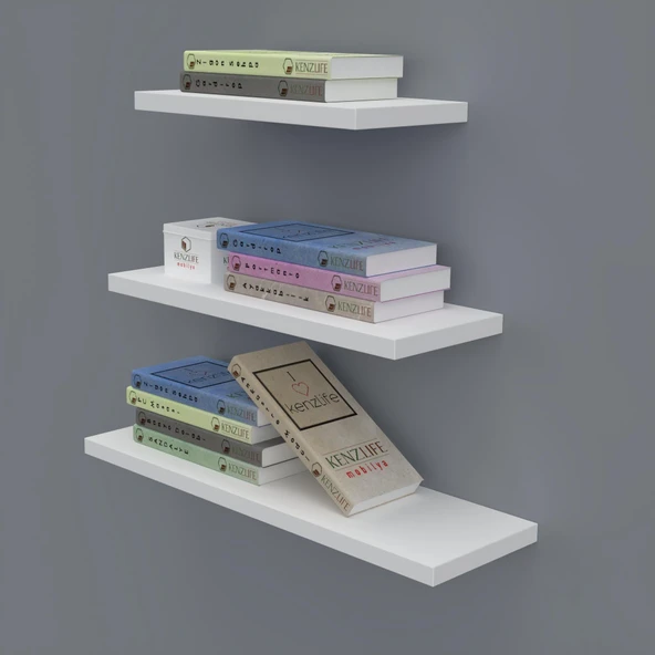 Kenzlife kitaplık hubbu byz 20*30*40*15 3 lü set duvara monte aparatlı duvar rafı ürün görseli 1