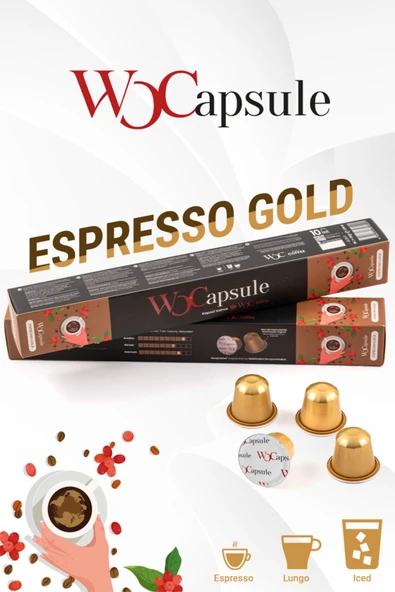 WOC COFFEE Wocapsule Espresso Gold Nespresso Uyumlu Kapsül Kahve 10'lu Kutu ürün görseli 1