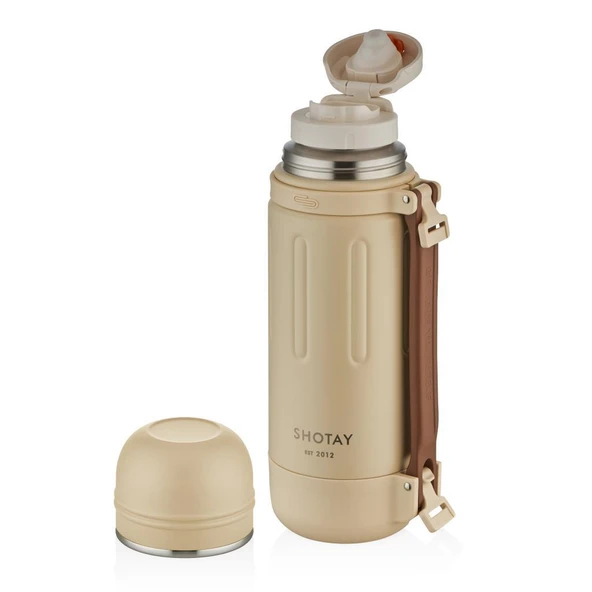 Shotay Çelik Termos Take Trip 1200Ml Krem - Resim 2
