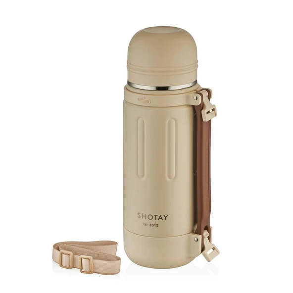 Shotay Çelik Termos Take Trip 1200Ml Krem ürün görseli 1