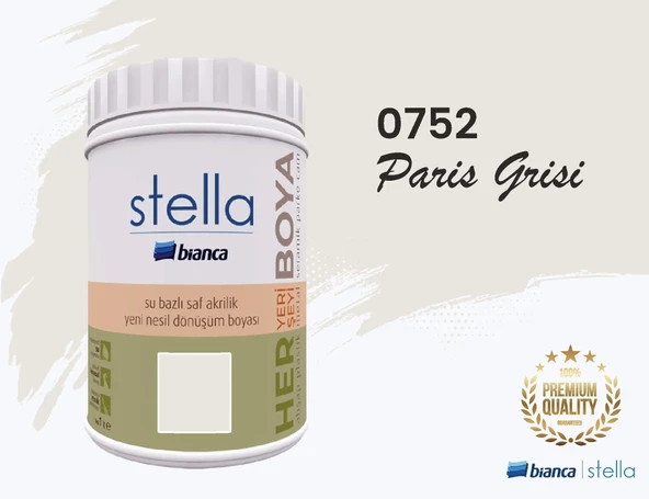 BİANCA STELLA SU BAZLI SAF AKRİLİK BOYA 1 LİTRE PARİS GRİSİ ürün görseli 1