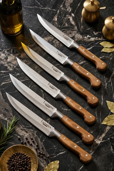 LAZBİSA Hand Craft Mutfak Bıçak Seti Et Ekmek Sebze Meyve Bıçağı 6 Lı Set Günlük Kullanım ( Mtf-001 ) ürün görseli 1