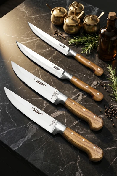 LAZBİSA Hand Craft Mutfak Bıçak Seti Et Ekmek Sebze Bıçağı 4 Lü Set Günlük Kullanım ( Mtf-036 ) ürün görseli 1