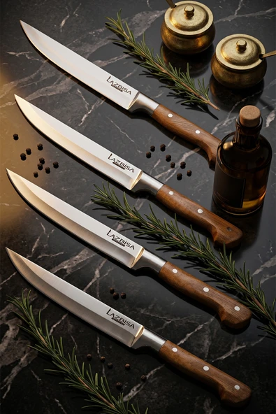 LAZBİSA Hand Craft Mutfak Bıçak Seti Et Ekmek Sebze Meyve Doğrama Bıçağı 4 Lü Günlük Kullanım ( Mtf-050 ) ürün görseli 1