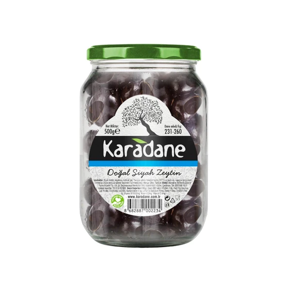 Karadane Doğal Siyah Zeytin 231-260 Kalibre 500 g ℮ ürün görseli 1